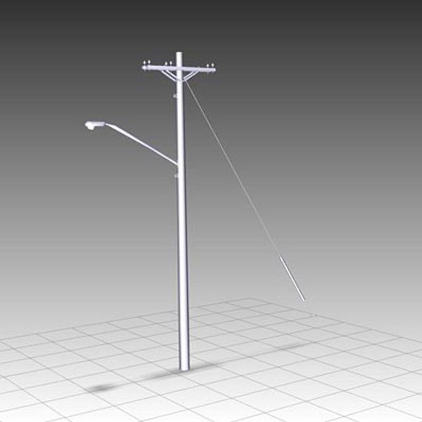lightwave telephone poles untextured - IWAssembly-Crossarm - Three Phase - Double Line Arm 15-25kV - 10ft - guy - 12 by IWTS